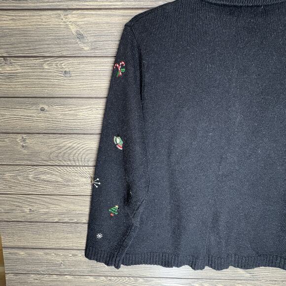 Studio Works Christmas Sweater Womens Small Embroidered Embellished Ugly Zipper - Picture 12 of 13